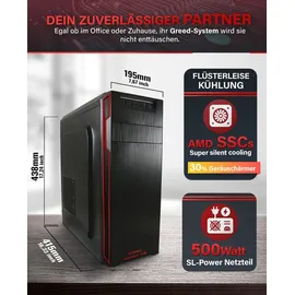 Greed Basic V2 Desktop-PC AMD Ryzen 5 4600G 4,2 GHz 8 GB RAM 256 GB SSD Win 11 Pro