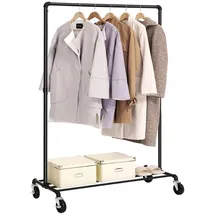 Songmics Garderobenständer mit Rollen, schwarz HSR61BK