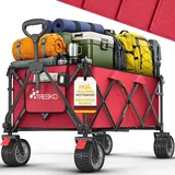 TRESKO Bollerwagen faltbar 215L mit Bremse rot