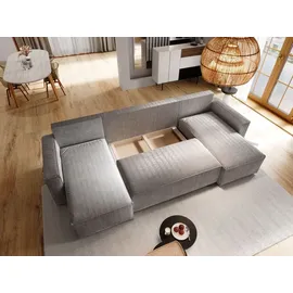masseno Eckcouch Polyester U-Form mit Schlaffunktion 2-Sitzer Grün