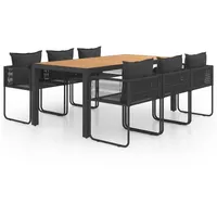 VidaXL 7-tlg. Garten-Essgruppe PVC Rattan Schwarz und Braun