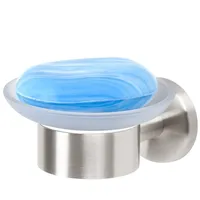 Bremermann Seifenschale Seifenhalter aus Glas und Edelstahl, matt