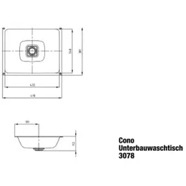 Kaldewei CONO Unterbauwaschtisch 908506003001, 3078