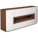 Ambiente Sideboard Porto, Weiß, Nussbaum, Holz, Holzwerkstoff, Nussbaum, furniert, 2 Fächer, 2 Schubladen, 200x90x52 cm, Beimöbel erhältlich, stehend, in verschiedenen Holzarten Größen erhältlich, Holzmöbel, Kleinmöbel Holz, Holzkommoden, Sideboards Holz