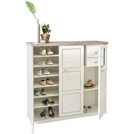 hom'in Hom`in Schuhschrank , Grau, Weiß , Kunststoff , 7 Fächer 2 Schubladen 133.4x123.2x42.5 cm Beimöbel erhältlich Garderobe, Schuhaufbewahrung, Schuhschränke