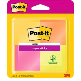 Post-it Super Sticky 6910YPOG 48x48mm sort. 4 St./Pack.