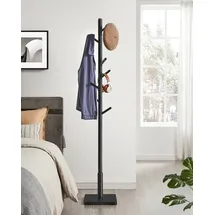 VASAGLE Garderobenständer Massivholz schwarz