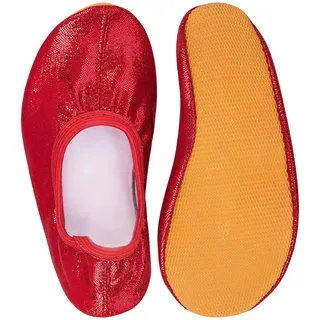 Siegertreppchen Gymnastikschuhe Glitzer Rot (Größe 40) Turnschläppchen für Mädchen & Jungen - Atmungsaktive & rutschfeste Ballettschuhe – Ballerinas - 40 EU