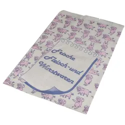 Papstar 1000 Fleischerbeutel "Wurstwaren" gefädelt weiß - 32x20x7 cm weiß