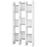 Dmora Xxxl Bücherregal mit 18 Regalen, Regal mit quadratischen Fächern, Modernes Büroregal, 96x29h192 cm, Weiß Holzwerkstoff, 29x192x96 Wohnzimmer, -