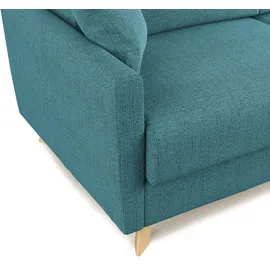 divani.store Edgar Schlafsofa, Stoff, Hellblau, 160 cm (Mat. 120 x 197)