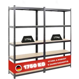 Proregal Lagerregal Metall 180x90x40 cm schwarz 5 Fachböden