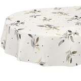 ANRO Wachstuchtischdecke abwaschbar Oval 180 x 140 cm Grau