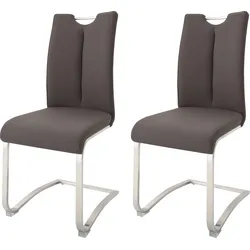 Freischwinger MCA FURNITURE "Artos", braun (braun, edelstahl), B:45cm H:102cm T:58cm, Stühle, Stuhl mit Echtlederbezug, bis 140 Kg belastbar