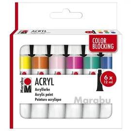 Marabu Künstlerfarbe + Bastelfarbe, Acrylfarbe ColorBlock 12ml 6SZ (Mehrfarbig, 12 ml