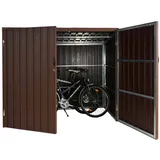 Mendler WPC-Fahrradgarage HWC-J29, Geräteschuppen Fahrradbox, Metall Holzoptik abschließbar 2 Räder 172x213x112cm braun