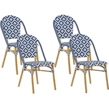 Beliani Rifreddo Gartenstuhl 42 x 55 x 88 cm blau/beige/weiß 4 St.