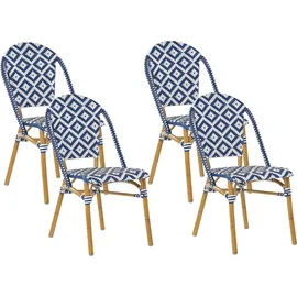 Beliani Rifreddo Gartenstuhl 42 x 55 x 88 cm blau/beige/weiß 4 St.