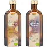 Frauenkräuter-Extrakt - DEMETER und BIO - Panacaia Zyklus-Duo "Kraft+Ruhe" 1. + 2. Zyklushälfte - 2x 250 ml - Zyklusextrakt Oxymel (u.a. Himbeerblätter, Frauenmantel, Schafgarbe) - Hormonbalance