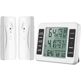 Kühlschrank-Thermometer, digitales Alarm-Gefrierschrank-Thermometer, drahtloses Innen-Außen-Thermometer mit 2 Sensoren