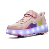 HUSK'SWARE Rollschuhe, (Leicht zu pflegen,Abriebfest und langlebig, Verstärkte Unterstützung, Hochleistungs-Rollen), Leuchtende Rollschuhe für Kinder, Schuhe mit Rollen rosa 32