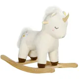 aiyaplay Schaukeltier, mit Unicorn Design, Sound, Schuakelsitz, Schaukelpferd, Schaukelspielzeug für Kleinkinder ab 2 Jahre, Plüsch, Weiß