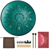 Vevor Zungentrommel, 165 mm, 11 Tönen Regentrommel, D-Dur Musiktrommeln mit Notenbuch & Schlägeln, Steel Tongue Drum, Steel Pan, für Meditation Yoga Anfänger Musikunterricht, Grün