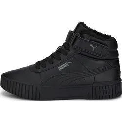 Winterboots PUMA "CARINA 2.0 MID WTR JR", Kinder, Gr. 37,5, schwarz (puma schwarz, puma schwarz, schwarz shadow), Leder, Synthetik, unifarben, sportlich, Schuhe, mit Klettverschluss für Jugendliche