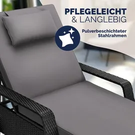 CASARIA Sonnenliege 90 x 43 x 165 cm Schwarz/Anthrazit
