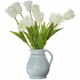 Loberon Deko-Blume 6er Set Lamarr, handbemalt, täuschend echte Tulpen-Optik, Kunstblumen, Dekoration, Eisen, Polyester, weiß/grün