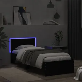 vidaXL Bettgestell mit Kopfteil und LED-Leuchten Schwarz 90x200 cm