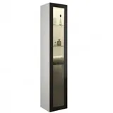 Burgbad Yumo Hochschrank, Anschlag rechts, eine Tür, mit LED-Innenbeleuchtung, Breite: 350mm, Griff G0179, Farbe: Basaltgrau Matt Melamin / Basaltgrau Matt Melamin