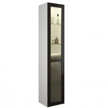 Burgbad Yumo Hochschrank, Anschlag rechts, eine Tür, mit LED-Innenbeleuchtung, Breite: 350mm, Griff G0179, Farbe: Basaltgrau Matt Melamin / Basaltgrau Matt Melamin