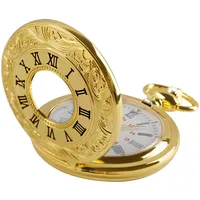 Tiong Vintage römische Zahl Quarz Steampunk Taschenuhr mit Kette für Männer Geburtstag Weihnachten Geschenke, gold, S