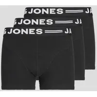 JACK & JONES Jungen Boxershorts, 3er Pack SENSE TRUNKS Baumwoll-Stretch, Logobund Schwarz 152