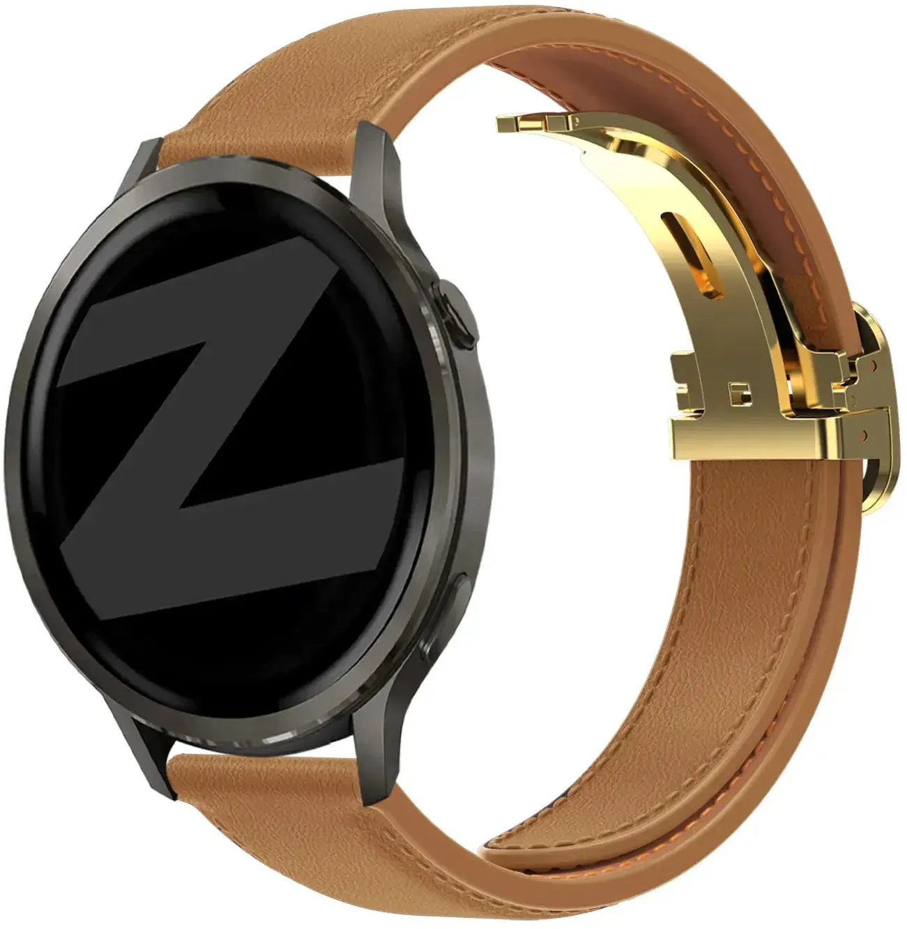 Bandz Actyve Smartwatch 20mm Armband Leder 'D-Type' für Actyve Smartwatch 20mm - Milk tea - Schnallenverschluss