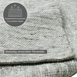 THEKO Handwebteppich Alpen UNI natural grey 190 H: 1,2