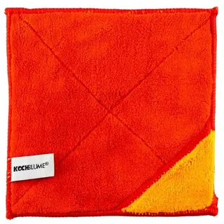 KOCHBLUME | Microfasertuch Putztuch 18 x 18cm | Aufnahmefähigeit bis 180 ml | Extra saugfähige Fasern | Farbe: rot|orange