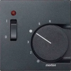 Merten System M Zentralplatte, Raumtemperaturregler, anthrazit, matt, diverse Symbole, Kontrollfenster/Lichtauslass