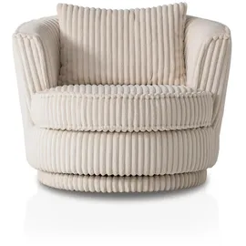 furn.design Drehsessel in wollweiß Mega-Cord Sessel 360° drehbar inklusive Kissen Comfy