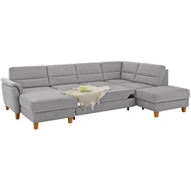 Home Affaire Wohnlandschaft HOME AFFAIRE "Palmera U-Form, B: 308 cm", silber, B:308cm H:89cm T:212cm, 100% Polyester;Struktur (100% Polyester);Luxus-Microfaser in Lederoptik (100% Polyester), Sofas, Wohnlandschaft, optional Bettfunktion & Bettkasten, Federkern