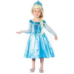 Boland Kostüm Winterprinzessin Kinderkostüm, Glänzendes, hellblaues Kleid im Frozen-Look blau