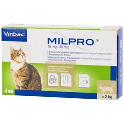 MILPRO Katze 16/40 mg 4 St. (2-12kg) Wurmkur