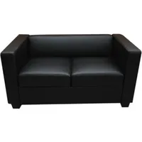 MCW 2er Sofa Lille ~ Leder, schwarz