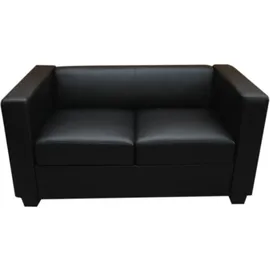 MCW 2er Sofa Lille ~ Leder, schwarz
