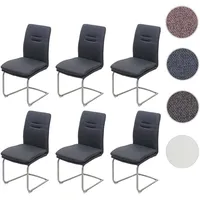 Mendler 6er-Set Esszimmerstuhl HWC-H70, Küchenstuhl Freischwinger Stuhl, Stoff/Textil Edelstahl