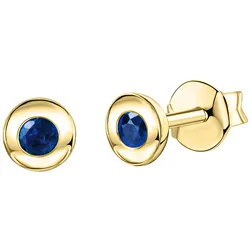 Paar Ohrstecker VIVANCE "375/- Gelbgold glanz Safir", gelb (gelb, blau), Ohrringe, Damen, ONE-SIZE, Gold