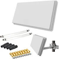 netshop 25 SAT Flachantenne Twin H30D2+ mit Fensterhalterung + 2 Fensterdurchführung + 8 F-Stecker + 4 Wetterschutztüllen (Full HD 4K UHD Sat Anlage für 2 ...