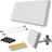 netshop 25 SAT Flachantenne Twin H30D2+ mit Fensterhalterung + 2 Fensterdurchführung + 8 F-Stecker + 4 Wetterschutztüllen (Full HD 4K UHD Sat Anlage für 2 ...