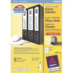 Avery Zweckform Ordner-Etiketten kurz L4760 - Weiß - 38 x 192 mm 700 Etikett(en)